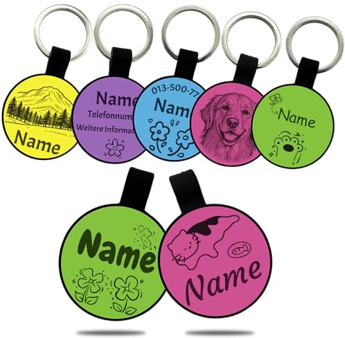 Personalisierte Hundemarke mit Gravur, Individuell mit Name & Telefonnummer | Geräuschloses Hunde Namensschild mit Gravur, Leichtes ID Tag für Hunde & Katzen