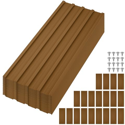 20 Pack Corrugated Roofing Sheets, 1540mm x 426mm Galvanised Steel Garage Shed Side Panels, Waterproof Trapezoidal Grooved Roof Panels Covers for Garden Sheds, Garages, Carports, Greenhouses