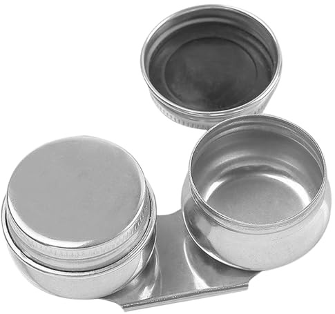 OUNONA Oliografia Doppia in Acciaio Inox con Coperchio per Pittura | Argento, Bocca Ampia, Uso per Trementina e Pigmento, Portatile per Dipingere