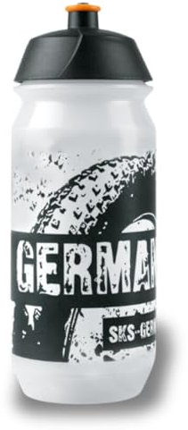 SKS GERMANY TEAM GERMANY BOTTLE SMALL 500 ml Trinkflasche im sportlichen Design (Zubehör für alle gängigen Flaschenhalter, auslaufsicheres Push-Pull Ventil, ergonomische Form, abnehmbarer Deckel)