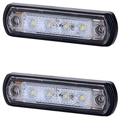 BUL BARS 2 x 4 SMD LED Weiß Begrenzungsleuchte Seitenleuchte 12V 24V mit E-Prüfzeichen Positionsleuchte Auto LKW PKW KFZ Lampe Leuchte Licht Front Universal