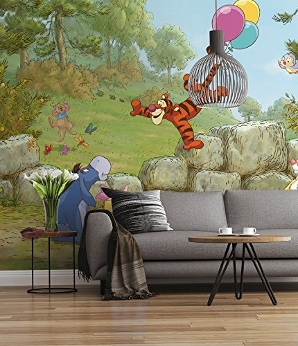 Sunny Decor Disney | Fototapete Winnie Pooh Ballooning | 368 x 254 cm | Tapete, Wand Dekoration, Winnie Puh | SD460, Bunt