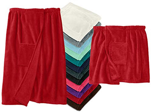 Kilt per sauna per uomo e donna in 2 misure morbido con chiusura in velcro design classico elegante lunghezza al ginocchio, bordeaux, Damen S/M