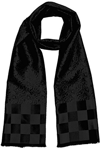 Lorenzo Cana Design herrhalsduk av 100 % siden uppklädd jacquard vävd damast sidenhalsduk duk duk svart 25 cm x 160 cm – 8921211