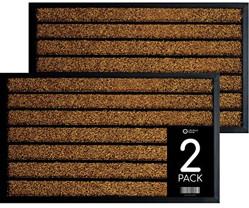 ubdyo 2 Pack Extra Durable Door Mat Outdoor Entrance - Muddy Dirt Trapping Outdoor Mats - Low Pile Front Door Mat Outside Entrance - Anti Slip Indoor Doormat - 30'' x 17'', Bright Brown
