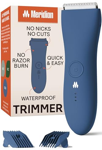 MERIDIAN Ocean Original Intimrasierer Mann, Bodygroom Herren, Körperhaartrimmer, Body Trimmer Herren, Schamhaar Rasierer Männer, Elektrischer Trimmer, Nass Trocken Groomer Blau Pflege Set Männer