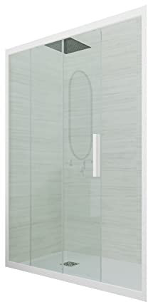 Puerta de ducha deslizante en nicho 110 CM de PVC Antracita H 200 Vidrio Transparente mod. Deco