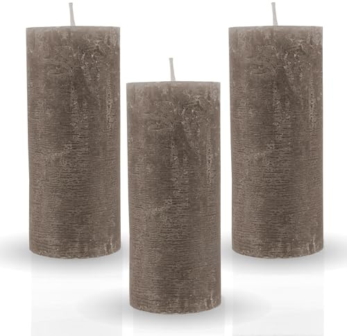 Bestgoodies Candela rustica a pilastro, confezione da 3 pezzi, diversi colori/dimensioni, candela antica a lunga durata, candela d'altare senza profumo, candela decorativa dell'Avvento
