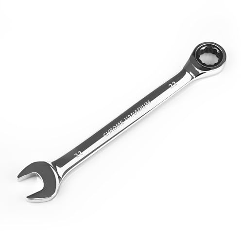 EGOFINE 22mm Ratcheting Combination Wrench Metric, Industrial Grade Gear Spanner with 12-Point Design, 72-Tooth Ratchet, Chrome Vanadium Steel