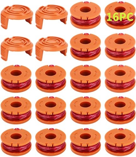 20 Pack Bobina per Decespugliatore Compatibile con Worx,Linea Tagliabordie Decespugliatore,WA0004.1/WA0010 Bobina di Filo per Tagliabordi Compatibile con Worx (16 Bobine + 4 Copertura)