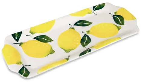 formano Servierplatte aus hochwertiger Keramik Lemon Garden 40 x 17 cm Ideal für Fisch Obst Fleisch Gemüse und Süsses