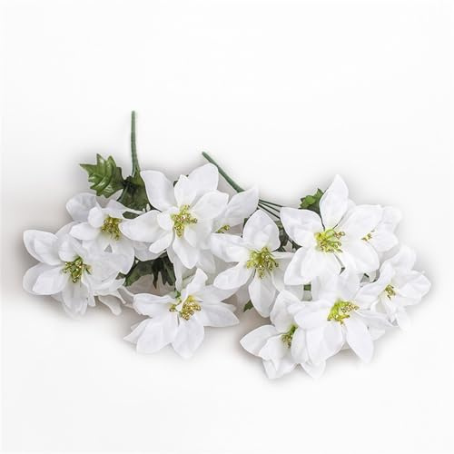 6 Stück Seiden-Weihnachtsstern-Blumen, 35,5 cm, künstliche Weihnachtssterne, künstliche Weihnachtsblumen für drinnen und draußen, Weihnachtsbaumschmuck, Heimdekoration, Veranda-Dekoration (weiß)