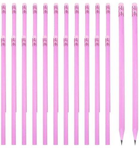 PATIKIL Runda pennor, 24 st triangel HB grafitpennor träpennor med radergummi för klassrum kontor skrift ritningsmaterial, röd
