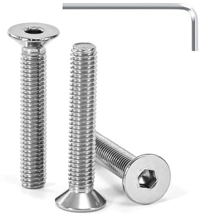 Tunejoy Viti a Testa Svasata M5 x 30 mm Vite a testa svasata Brugola Bulloni in Acciaio Inox A2 V2A Viti a Testa Piatta Norma DIN 7991 con Chiavi a Esagono Filettatura Completa 30 pezzi
