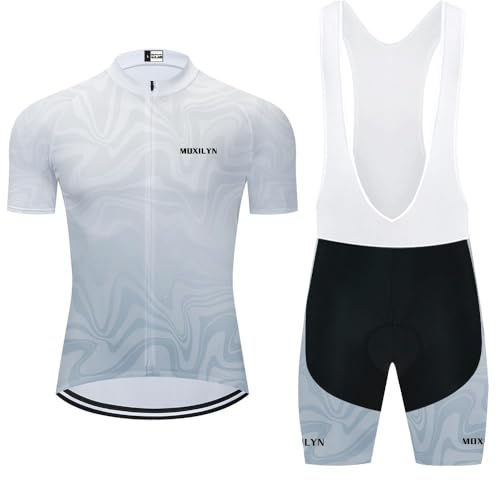 Moxilyn Cykelkläder Set Kortärmad Cykeldräkt Herr Sommarcykeldräkt för MTB Cykling Med 20D Gel Vadderade Shorts, 3 stycken, XL
