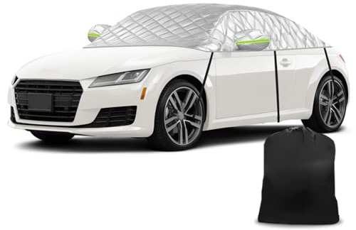 Halbe Autoabdeckung Ersatz für Audi TT 1998-2024, Soft Top Dachschutz Anti Hagel Autoabdeckung Wasserdicht, verdickte Schneedecke Halbgarage mit winddichtem Gurt Reflektierendes Band