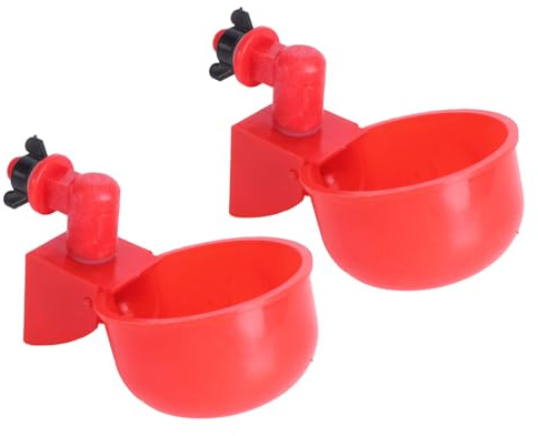 TOYZFRIENDY 2 Stück Automatische Geflügeltränke Rot Wasserspender Hühner Tränke Sturzfest Langlebig Geflügelpflege