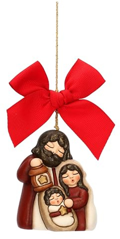 THUN - Addobbo natalizio Sacra Famiglia in ceramica, maxi - Thunalnd - 5,8x4,8x7 cm