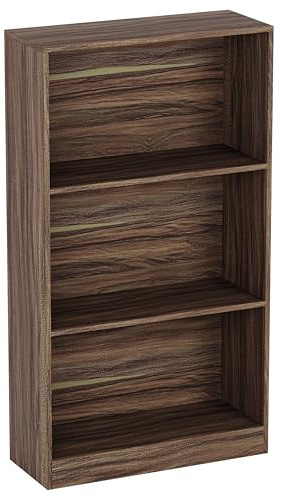 Vida Designs Cambridge 3 nivåer medium bokhylla, valnöt trä hyllor display förvaringsenhet kontor vardagsrum möbler