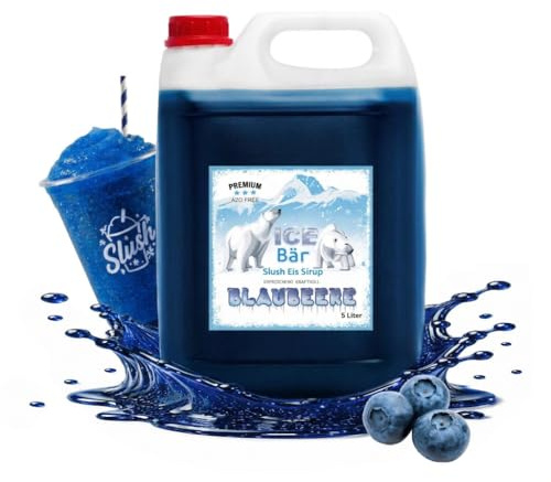 ICE Bär Slush Sirup – 5 L Konzentrat/glycerinfrei/für ca. 30 L Geschmack Blaubeere - Slush – Slushy Maker Eisgetränk für Maschine & Selbermachen