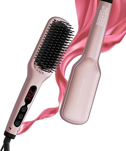 Brosse lissante Megawise Pro en céramique ionique pour salon à domicile | Technologie de chauffage MCH rapide en 20 secondes avec sécurité d'arrêt automatique