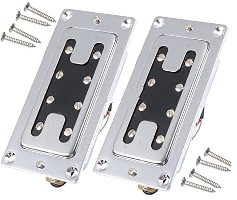 Doppelspulen-Humbucker Mini-Stil Zwei Linie Elektrischer Bass Humbucker Pickup Chrome Pickups (Color : Neck and Bridge)