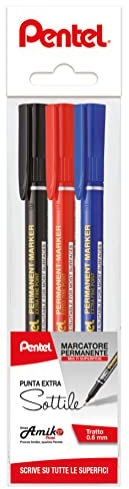 Pentel NF450 marcatore permanente punta extra fine colori ass.ti 3 pz