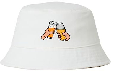 dalerno Bier Hut Cheers Prost Goldstrand Saufen Mallorca Fischerhut Lustiger Hut Bucket Hat Alkohol Feiern Party Junggesellen-Abschied Anglerhut Sommerhut Flasche