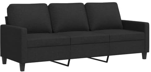 vidaXL Sofá de 3 Plazas, Asiento con Reposabrazos Respaldo, Sillón de Descanso Televisión, Sofá Tapizado para Salón Hogar, Tela Negro