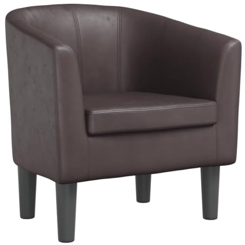 vidaXL Sillón, Silla con Respaldo Reposabrazos, Butaca de Relax Descanso, Asiento para Salón Oficina Dormitorio, Cuero Sintético Marrón