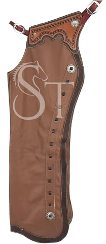 Gambali per fucile da caccia in pelle pieno fiore, da lavoro, per tori, equitazione, spettacoli equestri, su misura, S, M, L, ST-CHI-072, marrone (XL)