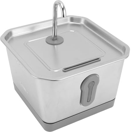 MENDUNER 3.5L/118oz Katzenbrunnen Edelstahl, Trinkbrunnen Für Katze Kabellos, Automatisch mit App Alert Wasserbrunnen für Katzen Indoor