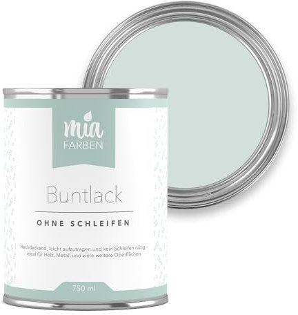 miafarben Buntlack ohne schleifen 750ml, Möbelfarbe, Möbellack für Holz, Metall, Kunststoff (Leiser Waldhauch)