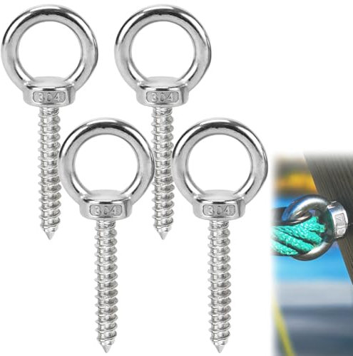 Lot de 4 crochets de balançoire en acier inoxydable 304 pour poutres en bois, vis à œillets de 12 cm, crochet de plafond pour charge lourde, crochet à œillets M10 jusqu'à 200 kg, pour support en acier