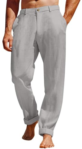 Homme Pantalon Lin Ete Grande Taille Pantalons Decontracte Avec Poches Cordon Ample De Plage Léger Respirant Yoga Pants 2025 Taille Elastique Tendance Slacks Toile Été Pant Vêtement Treggings