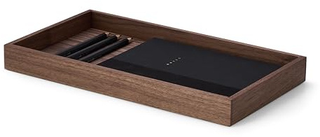 OAKYWOOD - Träbrickor skrivbordsorganisatör Valet - pappersbricka i massivt trä, dokumenthållare - kontorsorganisatör, hållare för mobiltelefon och surfplatta - för kontor hem skola - Valnöt - Stor