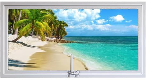 KPHYMOD Ventana Ventana De Eje Central Giratoria De 360° con Manija, Ventana Rectangular Empotrada De Vidrio Templado para Baño, Cocina Y Sótano.(White,100X40CM/39.37X15.79IN)