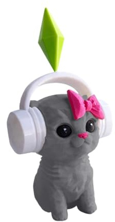 KRJGOERG Miyin Dancing Cat Statue trägt Kopfhörer 3D gedruckte Katze Ornament Home Office Dekor Auto Dekoration Geschenk