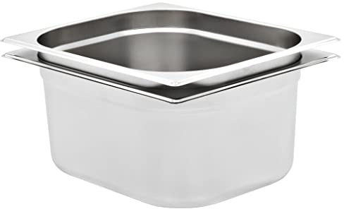 LoogCape Gastronormbehållare 2 stycken GN 1/2 150 mm rostfritt stål för professionella kök, buffé, catering, varmhållning, servering, restaurang, hotell, fest, matsal, robust och stapelbar