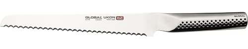 Global GU-03 UKON Bread Knife with 22cm Blade, CROMOVA 18 Stainless Steel