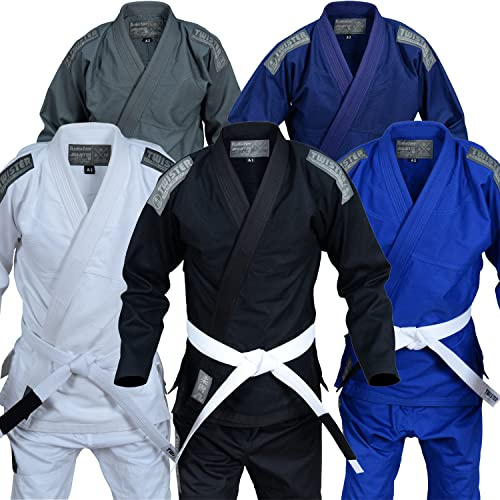 Twister Challenge BJJ Gi Brazilian Jiu Jitsu Gi Preshrunk Pearl Weave 475gram 100% Cotton Fabric (GREY, A2)