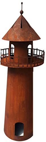 itsisa Windlicht Leuchtturm H:60 cm im Rost Design - Rostfigur, Maritime Deko, Dekofigur, Gartendeko, Metalldeko