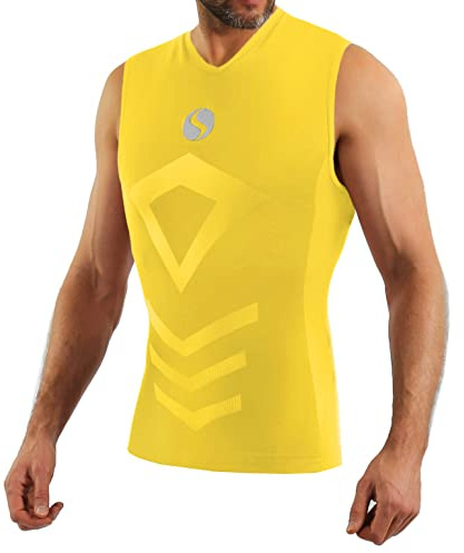 sesto senso Canottiera Camicia Sportiva da Uomo Biancheria Intima Termica a Compressione XXL/3XL Yellow Giallo
