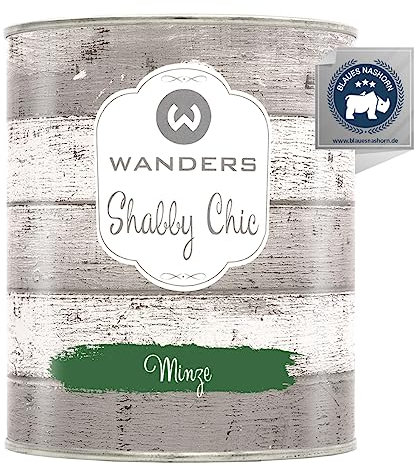 Wanders Shabby Chic Kreidefarbe 750 ml - Minze/Dunkles Grün - Küchenmöbellack und Möbelfarbe ohne Schleifen. Chalk Paint, für Holz & mehr. Hohe Deckkraft, schnell trocknend