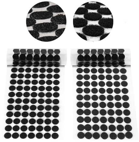 OFFCUP Tondini Adesivi Tondo,Punti Autoadesivi Con,Diametro 10mm, 504 Coppie 1008 Pezzi Gancio e Anello Nastro Puntini Auto Adesivo per Decorazioni da Parete Oggetti Per Tutte le Superfici, Nero