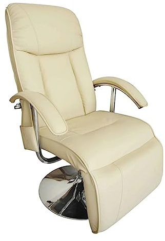 Tidyard Elektrischer Liegestuhl Massagesessel Relaxliege Sessel Relaxsessel Fernsehsessel TV Sessel Liegesessel Ruhesessel mit 10 Massageknoten und Wärmemassage,Rücken-Fußstütze verstellbar Cremeweiß