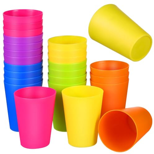 Boolavard 24 st återanvändbara muggglas stadion plast 260 ml plastkoppar, tomma dryckesbehållare för fester, evenemang, marknadsföring, bröllop, gör-det-själv-projekt eller grillpicknick, ingen BPA