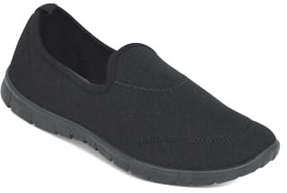 Pegasus Men's Wide Fit Slip On Pumps with Memory Foam Insole Lightweight and Flexible Black 12