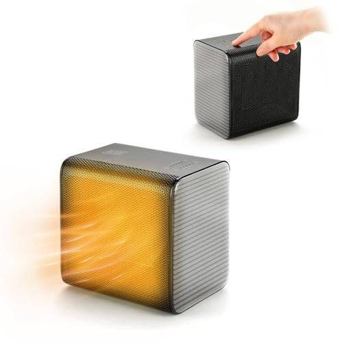 Avilia Termoconvettore Ceramico da Tavolo 18x18x13cm 900/1800W con Sistema PTC per Riscaldamento Rapido e Uniforme - Comodo Termostato Regolabile e Timer Fino a 7 Ore per Spegnimento Automatico