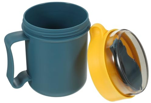 BEBEMOKO 1stück Frühstücksbecher Mit Deckel Und Löffel Mikrowellengeeignet Tragbare Suppentasse Blau Für Milch Soups Und Snacks - Platzsparend Für Zuhause Und Unterwegs